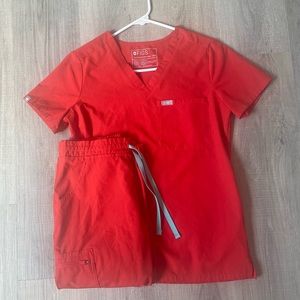 Figs Red Scrub Set XS/XXS